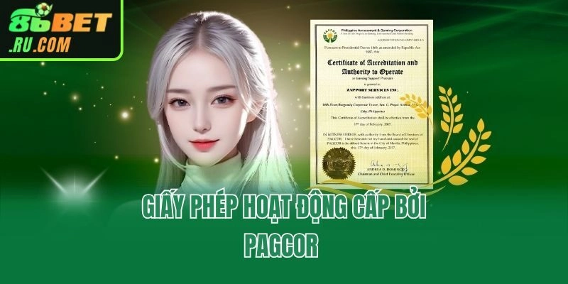 Giấy phép hoạt động cấp bởi PAGCOR 